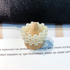 Fashion trendy weaving multiple rows women jewelry elastic force pearl Rings