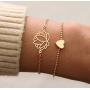 2pcs/set Female Bohemia Gold Hollow Lotus Love Heart Chain Bracelet Set 2pcs/set Female Bohemia Gold Hollow Lotus Love Heart Chain Bracelet Set