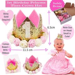 Rose Crown Banner Confetti Latex Balloon 1st birthday party decorations
