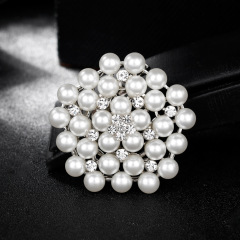 2020 fashion crystal girls alloy flower rhinestone pearl brooches for women