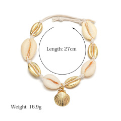 2019 Custom gold sea shell adjustable rope bracelet anklets foot jewelry for women