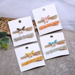 Summer and spring 2pcs/set wholesale ins hot girls crystal butterfly hair clips