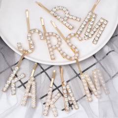 New single word bling hair accessories custom rhinestone hair pins clips for women daily life New single word bling hair accessories custom rhinestone hair pins clips for women daily life