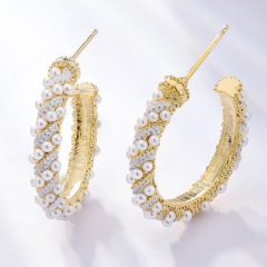 Personality fashion women CC shape beads earrings accessories alloy earrings stud