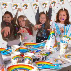 16 Party Tableware Plates Banner Girls Unicorn Party Decorations Supplies