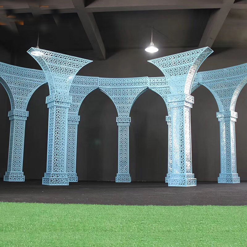 many designs custom metal blue event hall props background stage wedding backdrop decoration