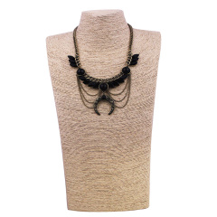 Amazon indian african fashion Long Alloy plating long ancient boho joker Pendant clavicle sweater chain necklace for women