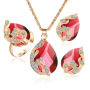 best sell amazon Korean fashion christmas gift jewelry set ruby peacock women crystal necklace