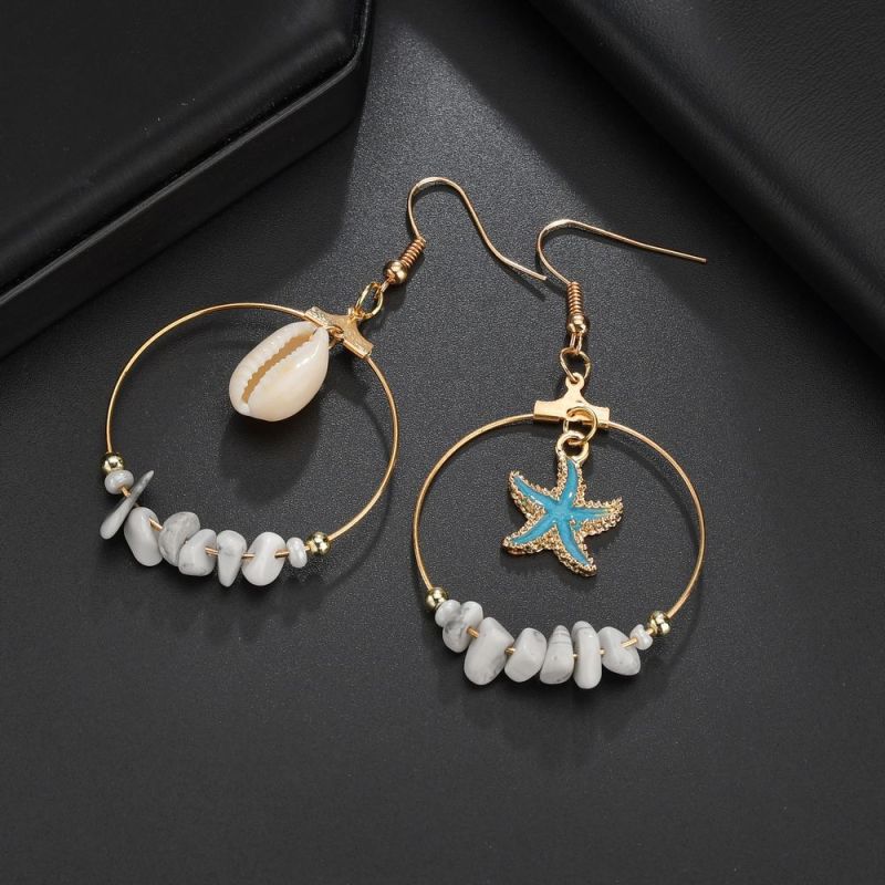 2019 New design geometric dangle sea shell long hoop earrings for women 2019 New design geometric dangle sea shell long hoop earrings for women