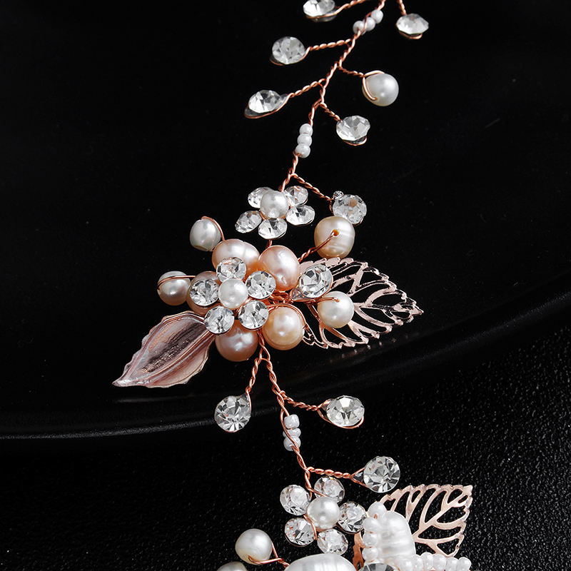 Gold Tiaras Wedding hair accessories  pearl crystal flower bridal Hairbands