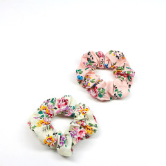 Spring and summer bulk women girls printed floral fabric cotton scrunchies for hair