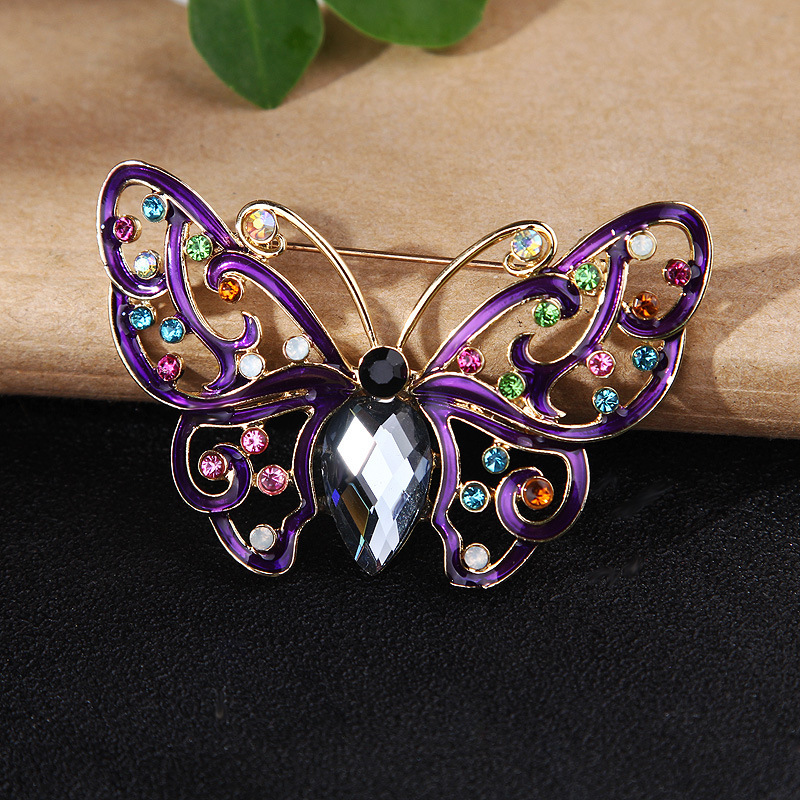 High Quality Trendy Women Jewelry Wedding Hollow Rhinestone Butterfly Brooches