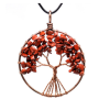 wholesale Handmade Jewelry Charms Natural crystal Stone tree of life Round Pendant Necklace for women wholesale Handmade Jewelry Charms Natural crystal Stone tree of life Round Pendant Necklace for women