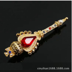 Custom European and American vintage Baroque crown cross magic wand brooches