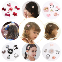 custom 6pcs decorative crown cat pink blue gift kids hair tie bands accessories baby hair clip sets