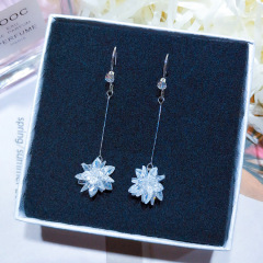 2019 new korea long luxury zircon flower tassel cheap drop earrings crystal