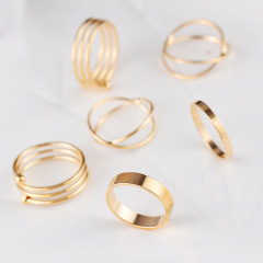 Fashion vintage ladies boho Beach gold Punk Hollow out jewely stack five finger ring set designs for girls women