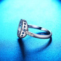 Simple Design Silver Plated Open Ring Stereo Circle Metal Zircon Round Ring