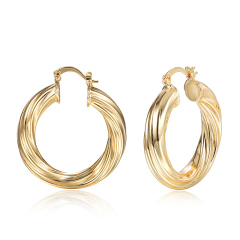Wholesale women thread 18K gold plated circle hoop copper fashion earrings