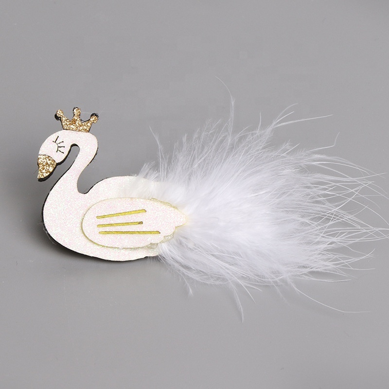 Wholesale princess temperament fashion two colors lovely swan children hairgrip with feather Wholesale princess temperament fashion two colors lovely swan children hairgrip with feather