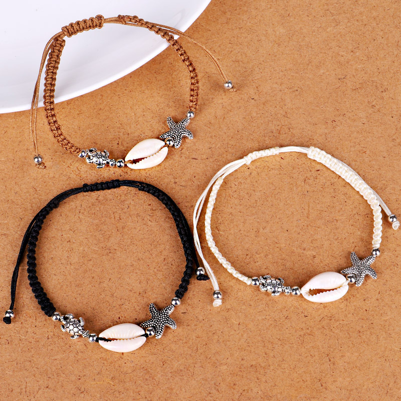 New Desgin gold shell and starfish women charm woven adjustable braided bracelet New Desgin gold shell and starfish women charm woven adjustable braided bracelet