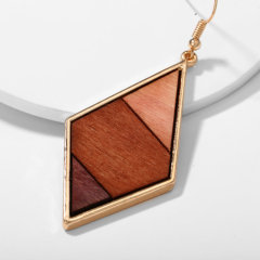 2020 wholesale new geometric diamond color matching wooden earrings for women