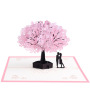 OEM pink tree paper laser cut wedding Valentine's Day gift 3d pop up card