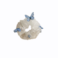 Custom elastic hair accessories butterfly Organza hair ties scrunchies for women