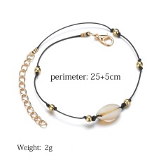 Simple design jewelry ankle bracelet sea shell black rope anklets for ladies