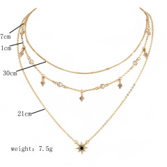 wholesale fancy Amazon ins fashion gold beach star sun layered necklace for women lady girls layers