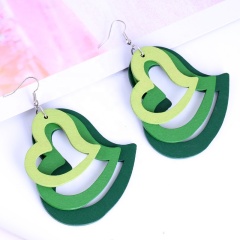 New design handmade wood hook heart love shape dangling tragus earrings jewelry