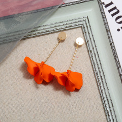 European and American gold multi piece long petal geometric women flower earrings