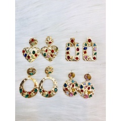 amazon ins Customized fashion trendy lady women girls colorful earring cz stone dangle earring