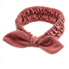 New Women Pure Color Bowknot Girls Female Makeup Fabric Elastic Headbands