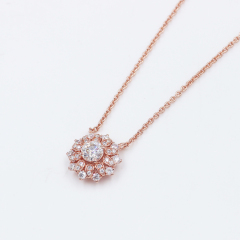 Retro and Flower shape 925 sterling silver platinum moissanite necklace