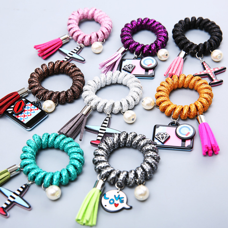 Tassel pearl Glitter sequin hair cord Accessories women Hair Coil Rings hair ties Tassel pearl Glitter sequin hair cord Accessories women Hair Coil Rings hair ties