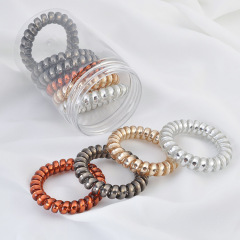 Pink transparent Elastic ropes ponytail holder Scrunchies Girl Coil Rings Hair bands