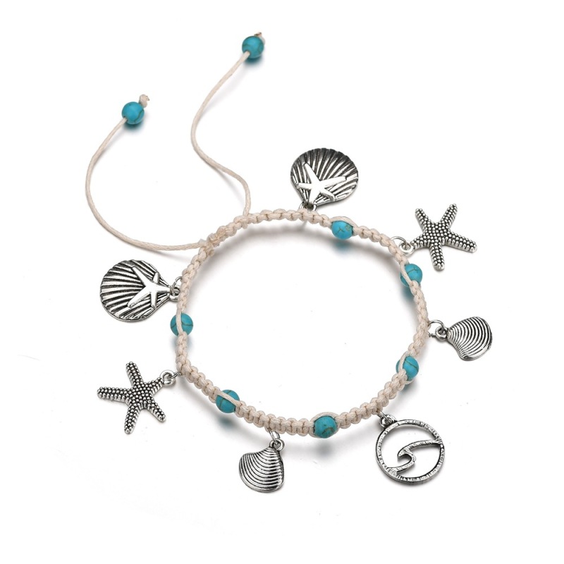 Hot sale jewelry sterling silver ankle bracelet sea shell silver anklets for ladies