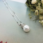 Korean fashion valentine's day christmas gift jewelry silver women 925 pearl long necklace