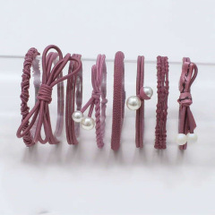 8 pcs China Pearl Hair Accessories Nylon Spandex Bow Hair Ribbons