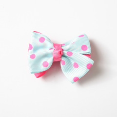Korean fancy girls kids children's colorful fabric bow hair clips for baby