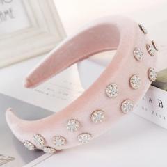 New Style Velvet Gemstone Headband Thickened Sponge Wide Hairband For women