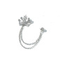 wholesale Alloy Silver England Tassels Chain crown rhinestone brooches for men Suit Jewelry  brooch stick pin