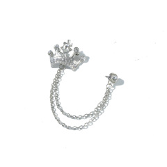 wholesale Alloy Silver England Tassels Chain crown rhinestone brooches for men Suit Jewelry brooch stick pin