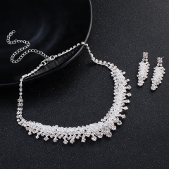 Fashion Zircon handmade necklace with earrings crystal bridal women wedding jewelry sets