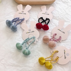 Korean new simple Mickeys rabbit love five-pointed star small rubber band plush solid color kids hair tie