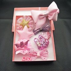 New korean kid headwear vintage clip crown baby girl head hair bands set