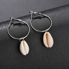 2019 American fashion jewelry for women gold round hoop conch sea shell earrings