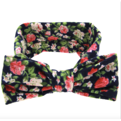 American style multi colorful floral elastic bow knot hairband girls hair accessories