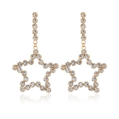 Wholesale fashion women drop pentagram rhinestone beauty crystal earring